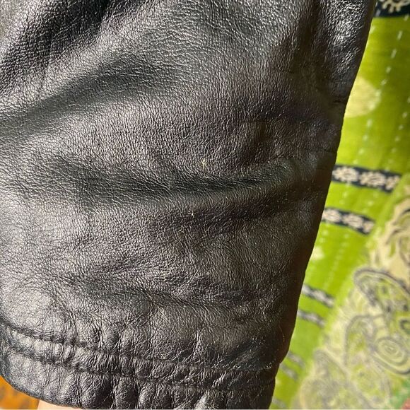 Y2K Wilson Vintage Maxima Black Leather Jacket Size Small - Picture 8 of 15